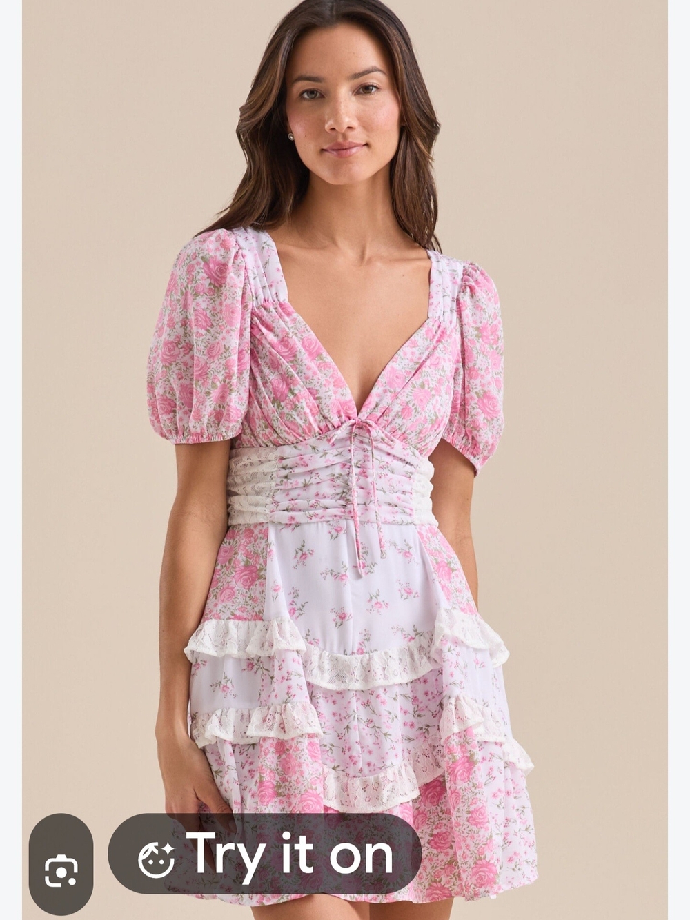 Nwt Altar'd State Pink Floral Aderny Mini Ruffle Dress XL